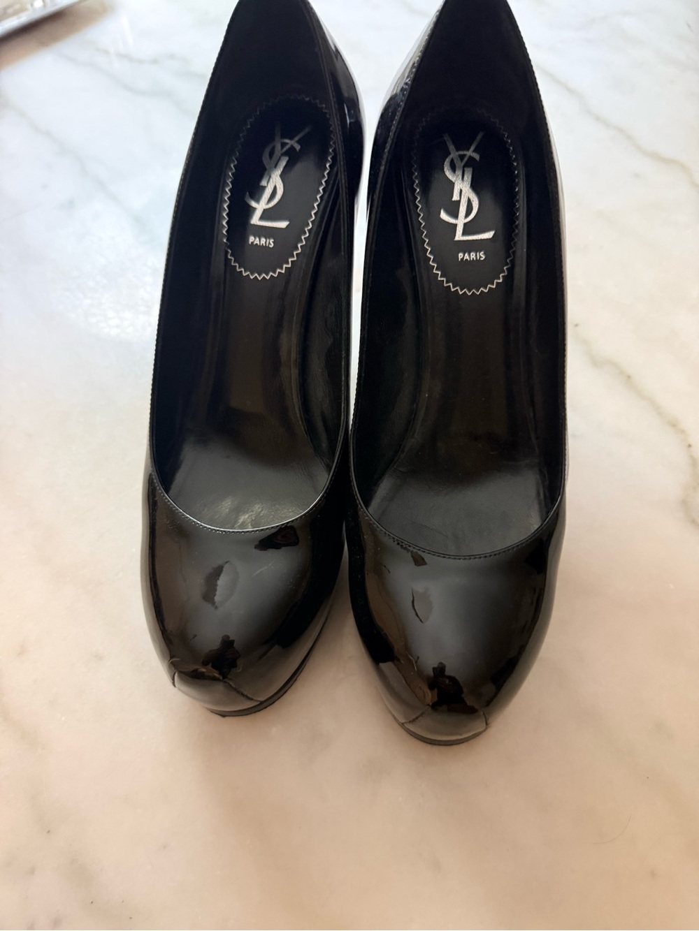 Saint Laurent Black Patent Leather Platform Pumps